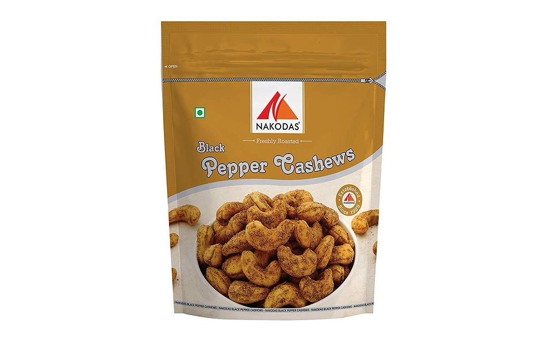Nakodas Freshly Roasted Black Pepper Cashews   Pack  120 grams
